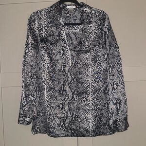 Cache Black and White Snakeskin Top